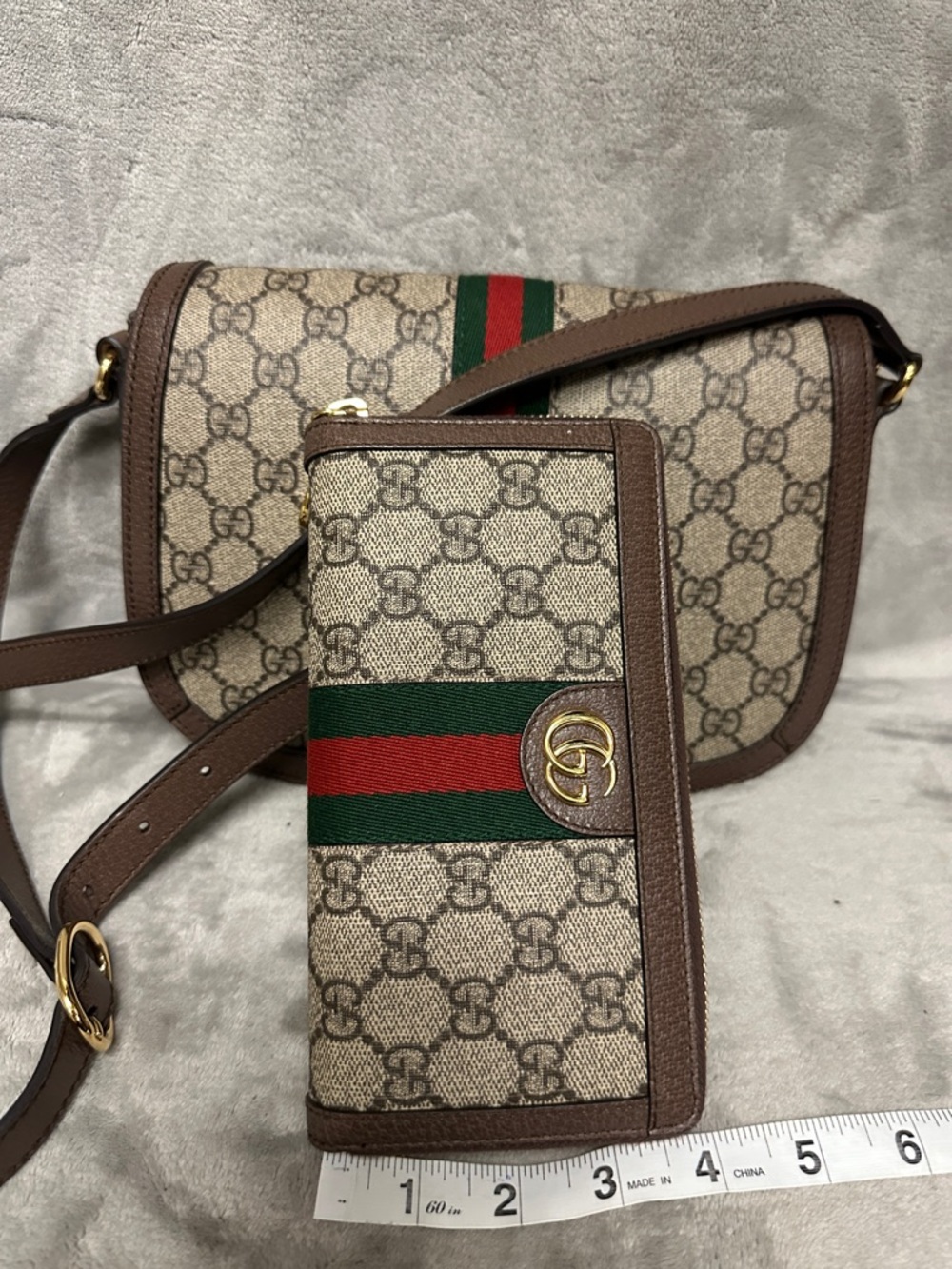 Bundle! Gucci GG Supreme Monogram Web Small Ophidia Flap Bag - Picture 6 of 14